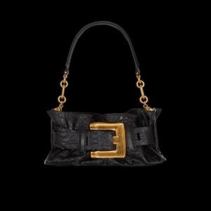 Balmain Mini Anthem bag in embossed crocodile-print calfskin bag